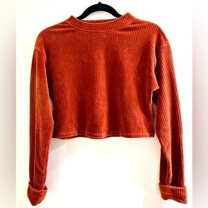 Altar’d State Rust Burnt Orange Corduroy Crop Top Size S